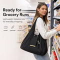 Foldable Keychain Storage Tote Bag | Reusable Large Capacity Shopping Bag | Portable Nylon Grocery Tote | PU Leather Keyring Pouch | Travel, Office & Daily Use Handbag