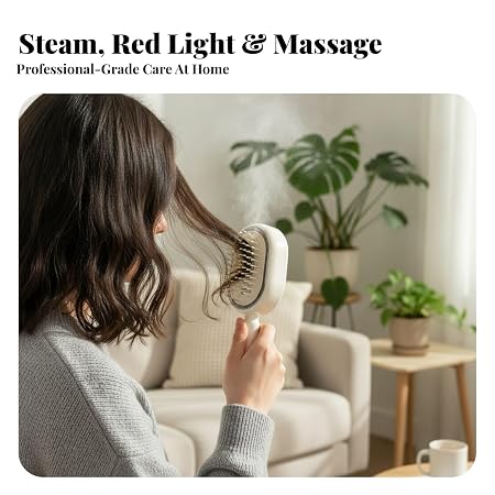 Steam Hair Brush |  Single-Button Start Air-Padded Massage Comb Portable | Type-C Charging