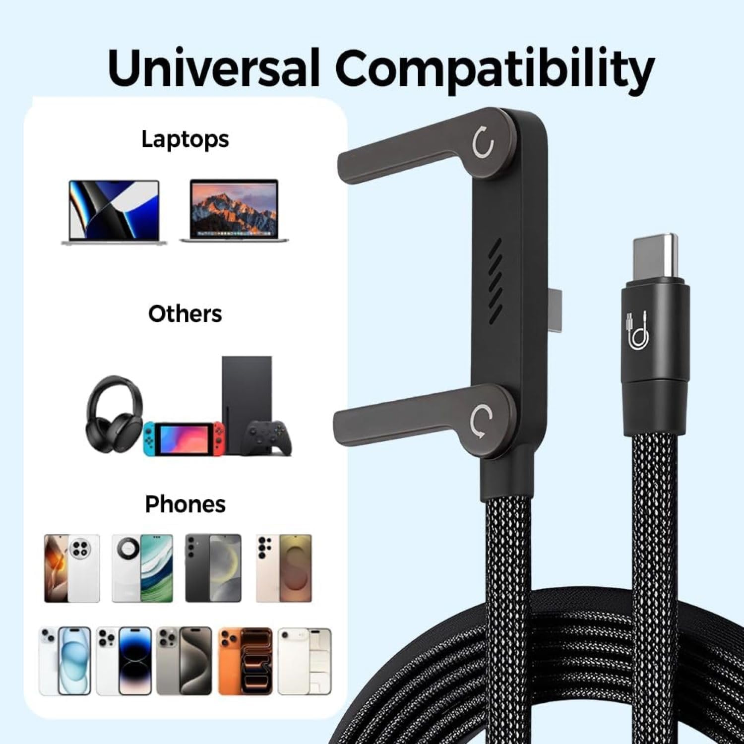 Invisible Holder Charger Cable with Stand,Type-C to Type-C