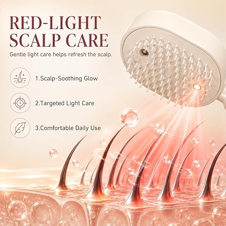 Steam Hair Brush |  Single-Button Start Air-Padded Massage Comb Portable | Type-C Charging