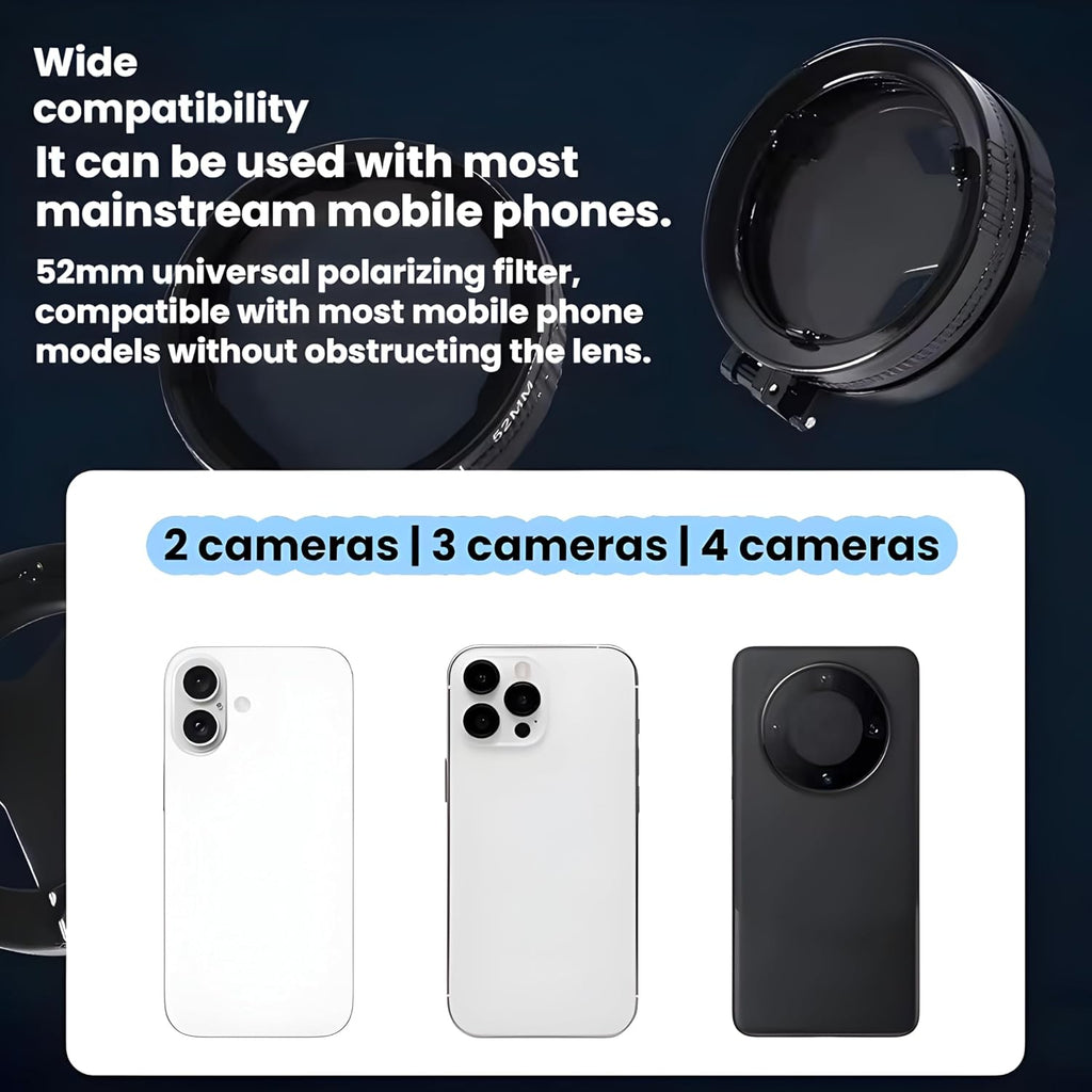 Magnetic CPL Filter for iPhone & Smartphones, 52mm Circular Polarizing Lens
