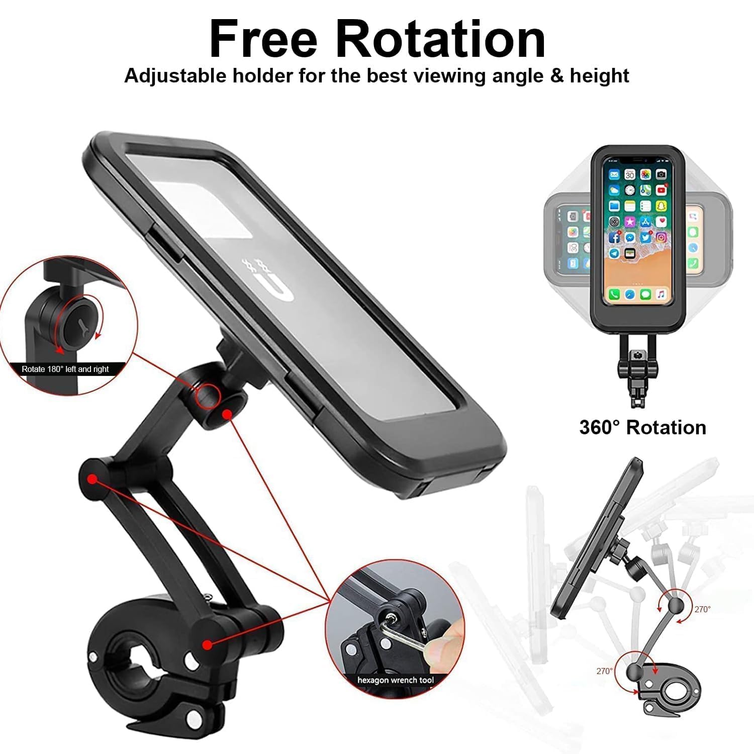 Waterproof Mobile Phone Holder 360° Rotating for Bike