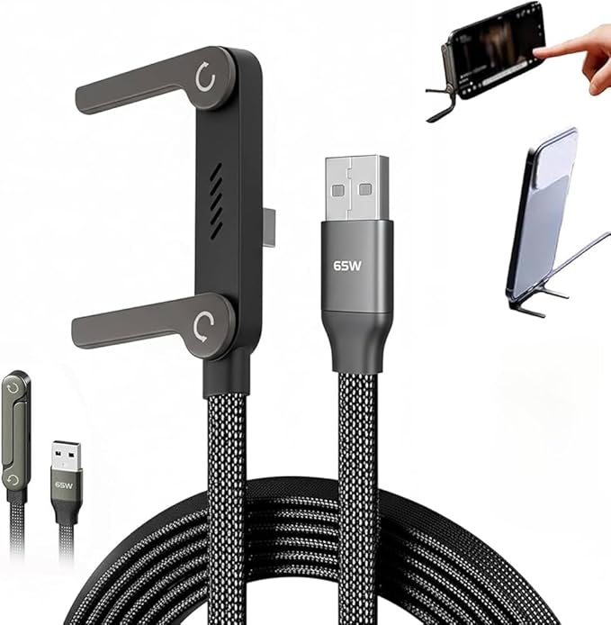 Invisible Holder Charger Cable with Stand,Type-C to Type-C