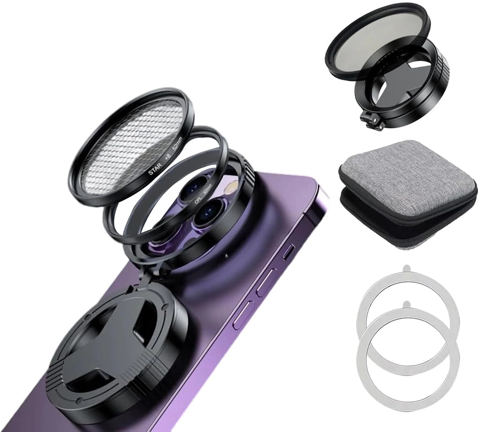 Magnetic CPL Filter for iPhone & Smartphones, 52mm Circular Polarizing Lens