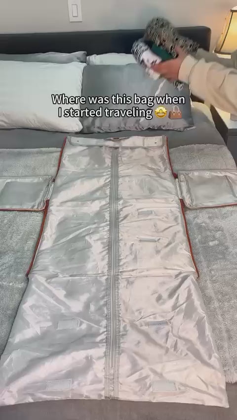 Leather Convertible Garment Bag for Travel - 2 in 1 Hanging Suitcase